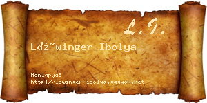 Lőwinger Ibolya névjegykártya